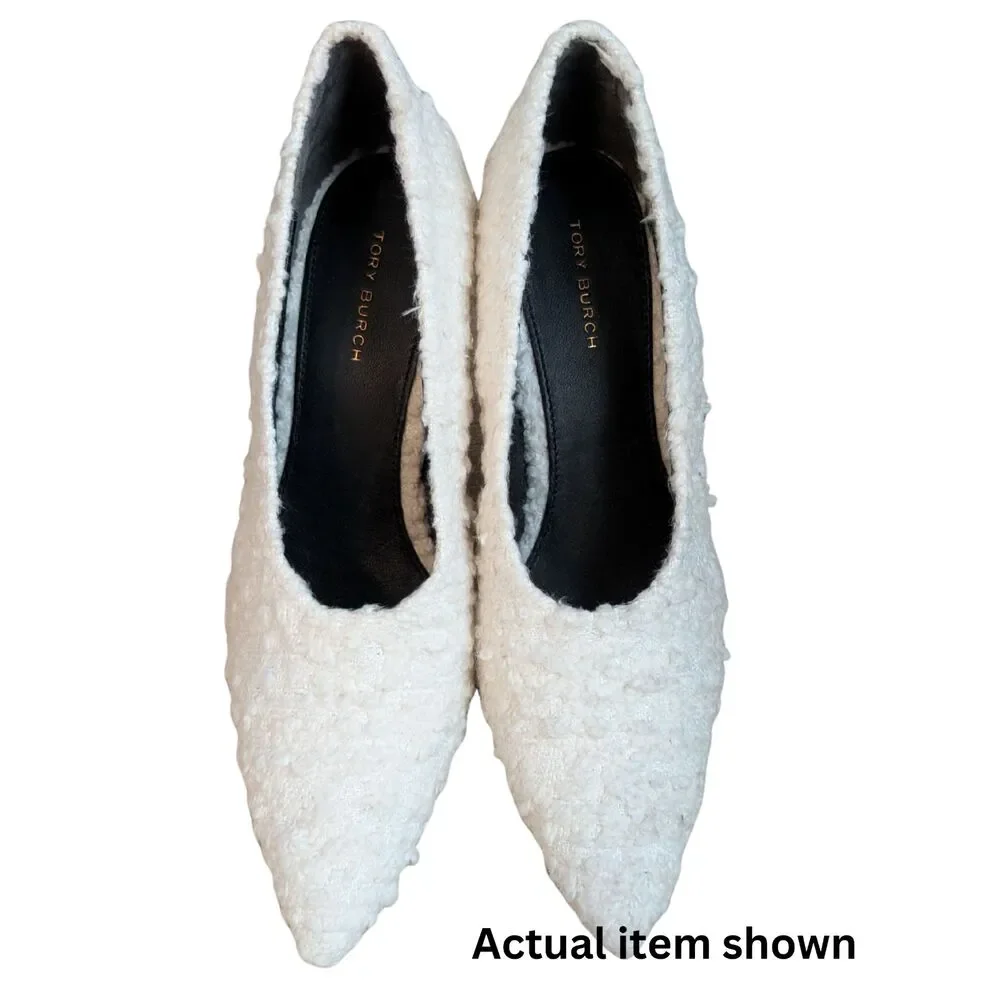 🤍 Tory Burch Cream Boucle Pointed Toe Pumps Stiletto Heels Size 5.5